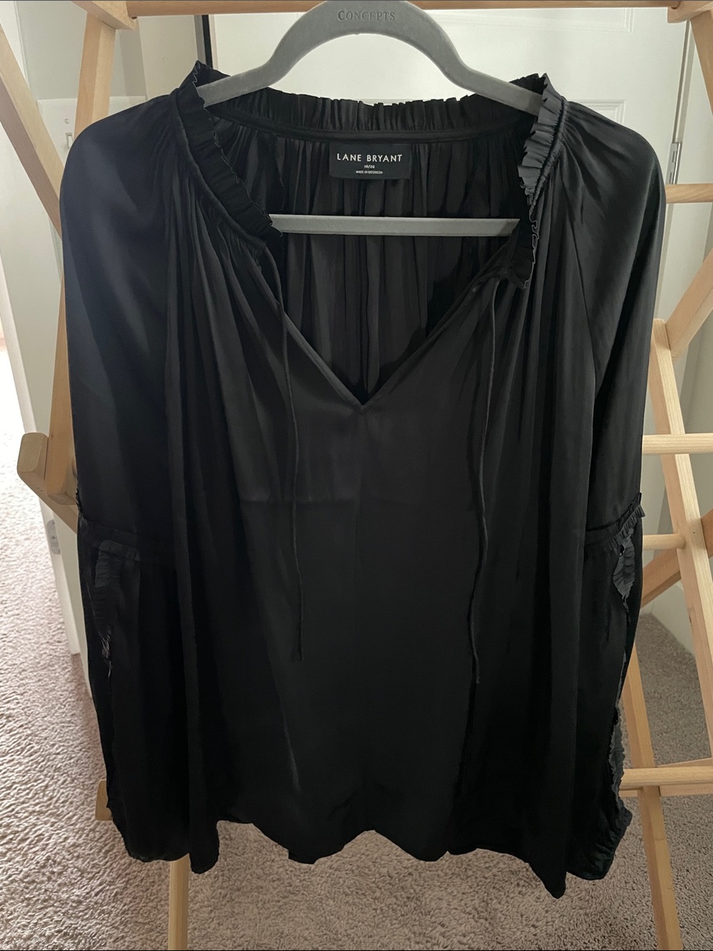 Lane Bryant Black Flowing Peasant Top